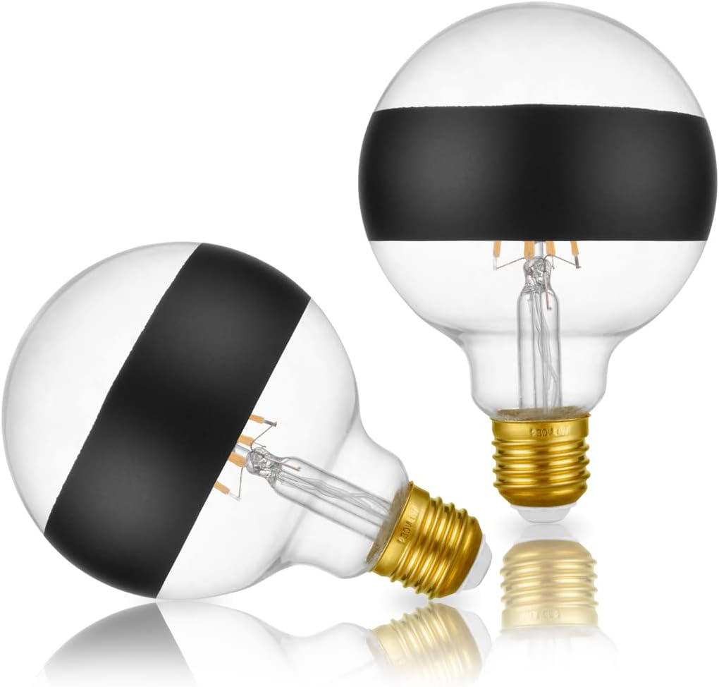 Half Chrome LED Filament Bulb, Large Globe Bulb G40 G125 8W LED Light ...