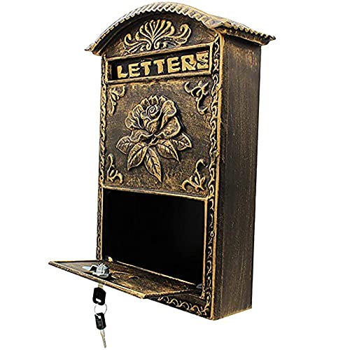 Boîte aux lettres verrouillable murale vintage avec motif rose pour extérieur