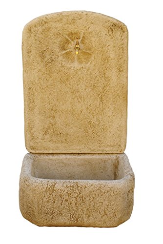 Fontaine de jardin murale murale extérieure 43 x 55 x 100 cm | Béton pierre | Comprend un robinet | Fontaine décorative pour extérieur | Poids : 91 kg | Couleur : naturel