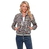 THANKPEARL Womens Sequin Jacket Long Sleeve Zipper with Pockets Casual Party Sequin Bomber Jacket Multicolored,XXL