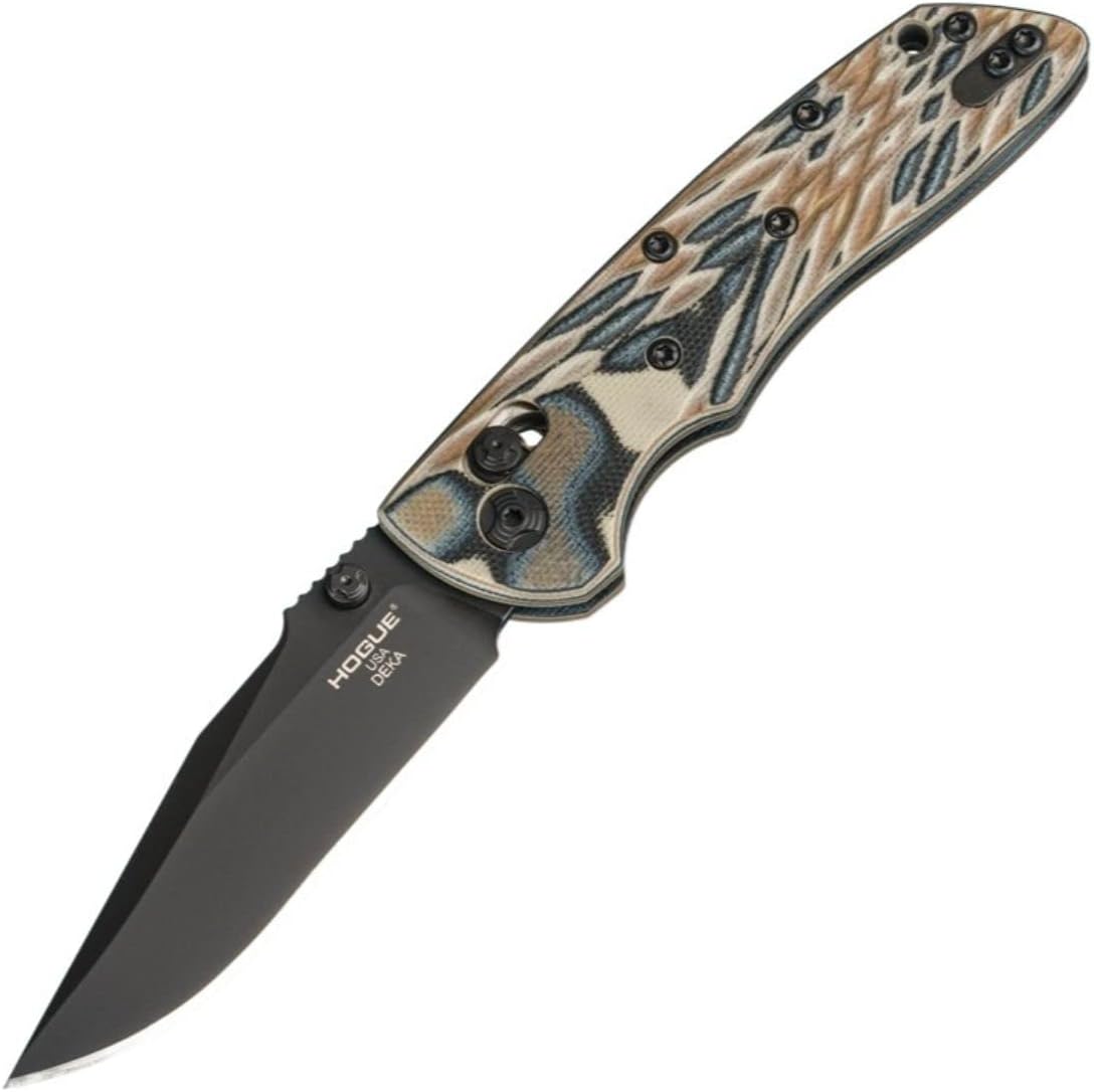 Hogue Deka ABLE Lock Folding Knife 3.25" CPM-20CV Black Cerakote Clip Point Blade, G-Mascus Flat Dark Eearth G10 Handles, AXIS/Crossbar Lock - 24277