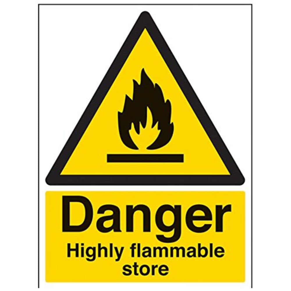 vsafety segni 69041bf-r liquido infiammabile/No Smoking/No nudo luci Allarme incendio e infiammabile cartello in plastica rigida, paesaggio, 400 mm x 300 mm, 1 mm, Nero/Rosso/Giallo
