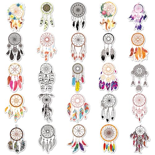 Colorful Dream Catcher Vinyl Stickers, 50 PCS Waterproof Boho Style Decals for Laptops Scrapbooking, Journals, Notebooks - Image 2