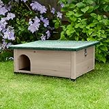 FeelGoodUK Hedgehog House and Hibernation Shelter - Sage Grey - Large Predator-Proof Outdoor Habitat - Felt Roof Cover and Full Wood Flooring - Best Pet Garden Hedgehogs Wooden Hide House
