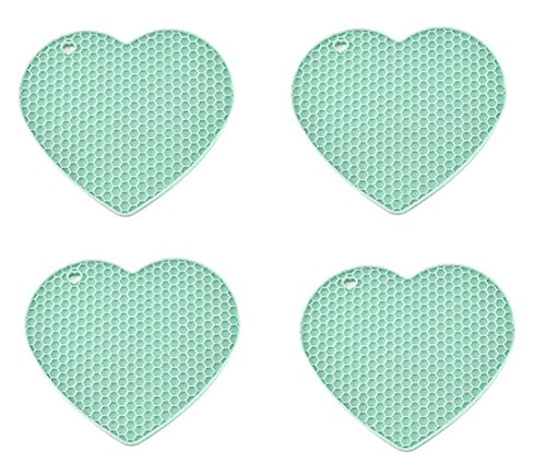 Image of Silicone Trivet for hot Dishes Pots and Pans Our Decorative Table Mats can be Used as Pot Holders and Oven Mitts Coasters Jar Openers (Pack of 4 Green)