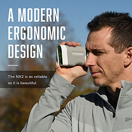 Precision Pro Nx2 Golf Rangefinder - Laser Golf Range Finder Golfing Accessory With 6X Magnification, Flag Lock With Pulse Vibration,  600 Yard Range, Clear View, Lifetime Battery Replacement #TOP4