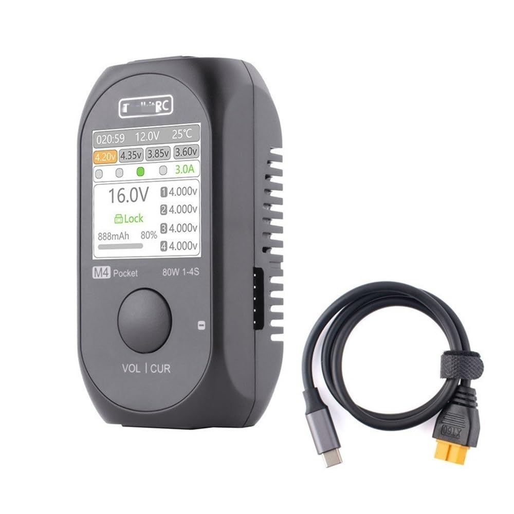 RC accessori per elicotteri For ToolkitRC M4 Pocket DC 80W 5A XT30 XT60 Ingresso USB-C Caricatore ingresso/uscita for batteria LiPo 1-4S Funzione caricabatterie rapido Accessori sostituibili (Size :