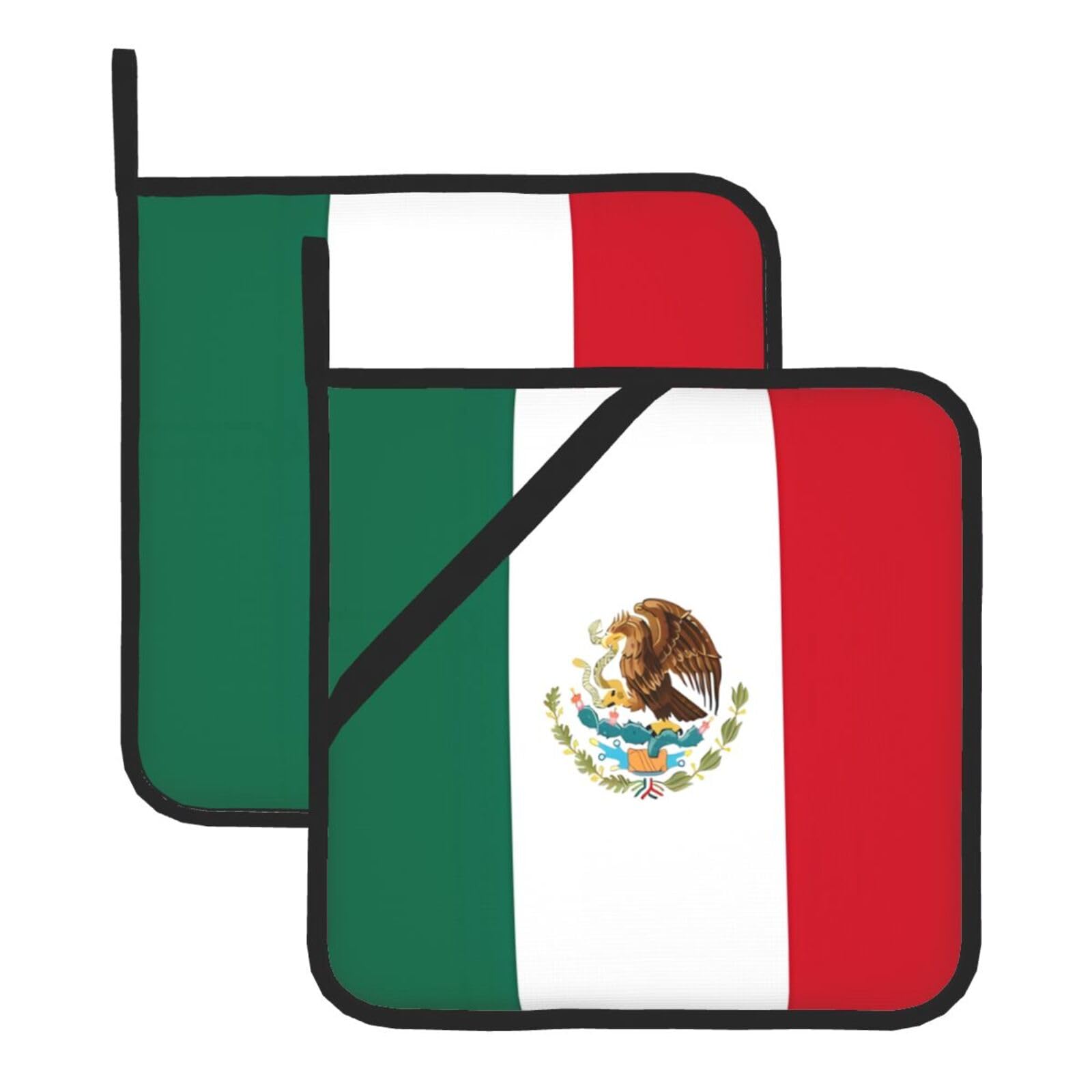 HJFCZH Flag of Mexico Prints Square Hot Pads for Kitchen Counter - Waterproof Pot Holders, Durable Heat Resistant Throw Layers for Serving, Oven & BBQ - 2 Pack