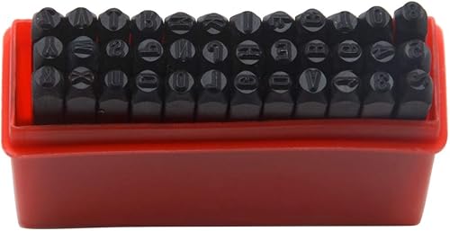 Vista 11 de Oudtinx Juego de sellos de números y letras (36 piezas de punzón/A-Z y 0-9) metal de acero al carbono endurecido de grado industrial, caracteres