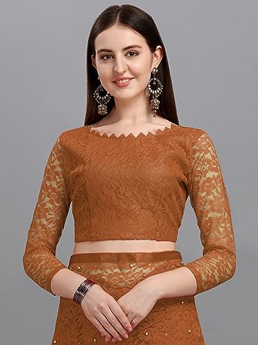 Image of LOROFY Women's Brasso Net Saree With Blouse