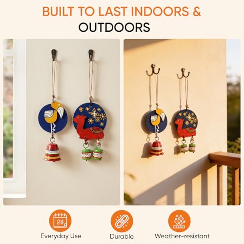 Image of Aakriti Art Creations Desert Melody Wind Chime Set | Handmade Modern Art Wooden & Metal Wind Chimes | Decorative Indoor & Outdoor Hanging for Balcony, Garden, Living Room & Gifting