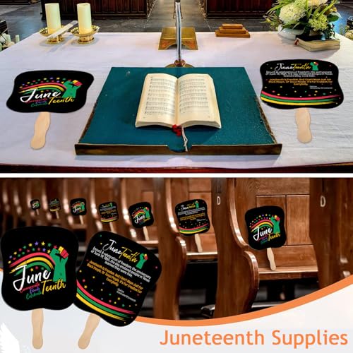 Image of Juneteenth Paper Hand Fan Freedom Day Fan Hand Celebrating Happy Juneteenth Day Classroom School African Afro American Festival Celebration Supplies June 19th