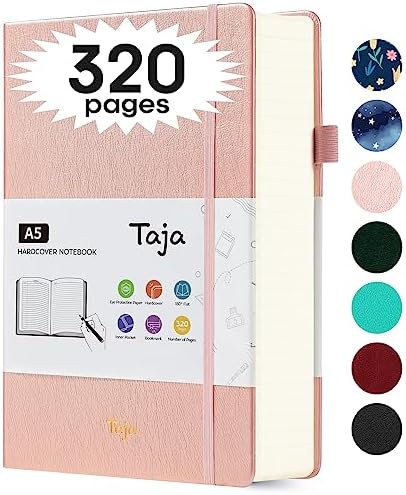 Journal Notebook For Writing,320 Pages Lined Hardcover Leather Journals For Women Men,Notebooks College Ruled For Work Organization,Note Taking (5.7" X 8.3")-Rose Gold