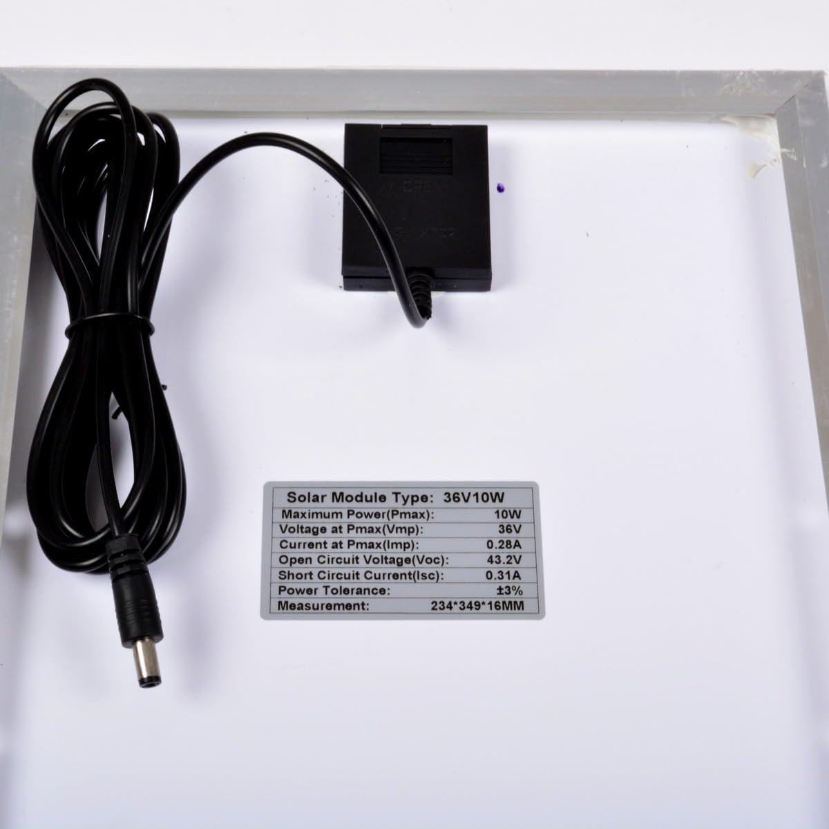 AFTERTECH Module photovoltaïque 10 W 24 V - Panneau solaire - Monocristallin 10 W 36 V Idéal pour systèmes 24 V avec connecteur DC5521 - Dimensions 234 x 349 x 16 mm - Support ftv36 v10 W