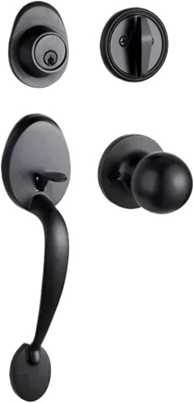 Door Handle 1 Set of Zinc Alloy Door Locks European Style Villa Entrance Door Large Handle Lock with Key Included Door Lock(B1)