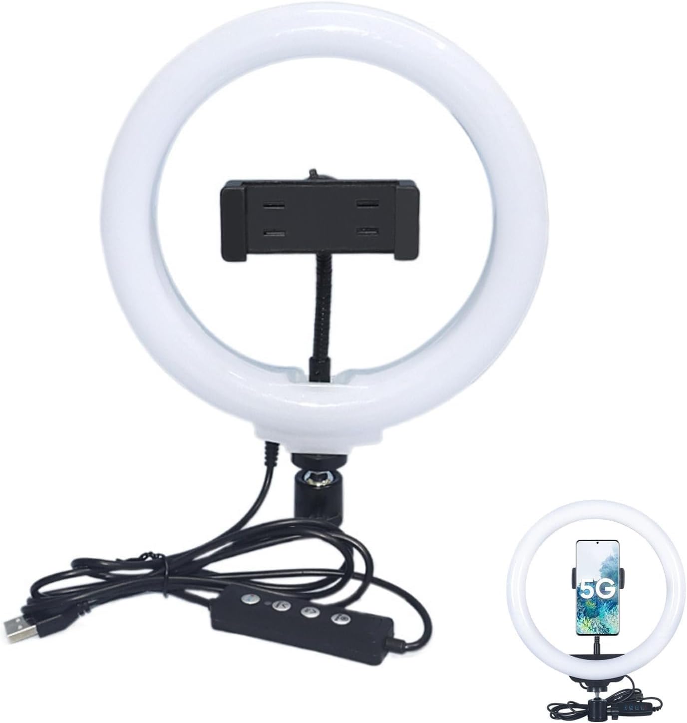12 Inch Ring Light, 12W 160LED Circle Lights with Ball Head Phone Clip Selfie Ring Light 12W 12 Inch 160LED Ring Light for Makeup - Image 1 of 9
