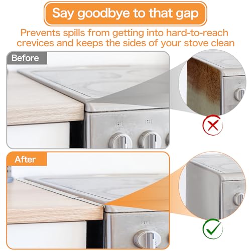 Stainless Steel Stove Gap Covers (2PCS) Adjustable Stove Gap Filler 13.8" to 27.5",Range Trim Kit,Between Stove and Counter,Easy to Clean and Heat Resistant,Perfect for Kitchen Counter Gap