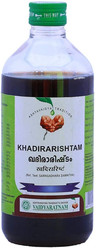 Vaidyaratnam Khadirarishtam 450 ml (Pack Of 2) Ayurvedic herbal products, Ayurveda Organic products