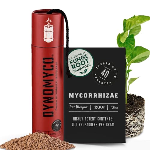 Inoculant mycorhizien de DYNOMYCO – Souches hautes performances – Formule concentrée – Améliore l'absorption des nutriments – Augmente les rendements des plantes (200g / Up to 40 Plants)