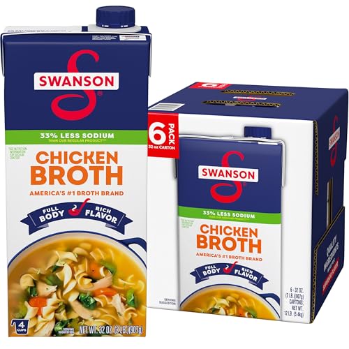 SWANSON S Lower Sodium Chicken Broth, 32 oz Carton (6