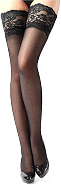 Xfome Style Women's Lace Top Sheer Thigh High Silk Stockings