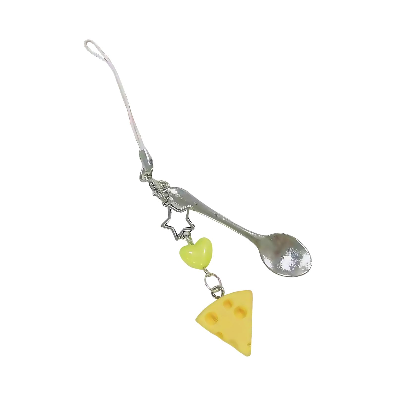 NEWFT Trendy Retro Futuristic Cheese Shaped Phone Chain Belt Design Keychain Bag Hanging Decoration