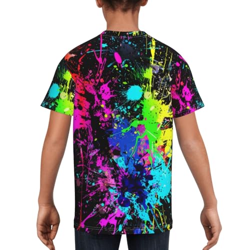Neon Splatter Ink Shirts Boys Girls Graphic T Shirt Novelty Kids Youth Short Sleeve Print Tees Top2
