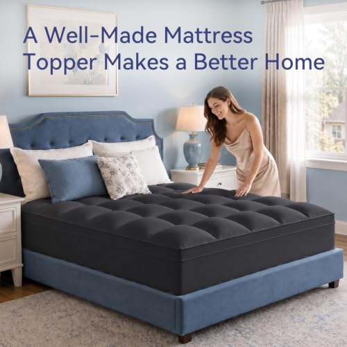 ELEMUSE Queen Black Thick Pillow Mattress Topper $32.91 AC - image 7