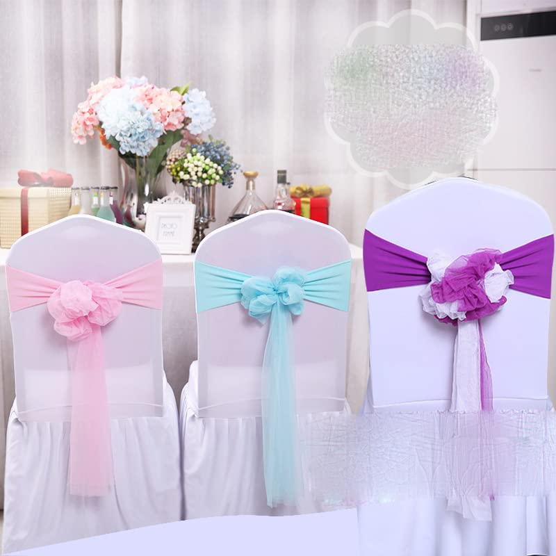10/50/100pc Spandex Fajas para sillas Silla elástica Espalda Flor Pajarita Boda Silla Nudo para Boda Fiesta decoración Hotel Banquete-Royal-White,100pcs