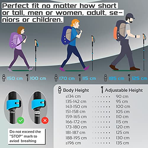 Image of TheFitLife Carbon Fiber Trekking Poles Collapsible and Telescopic Walking Sticks with Natural Cork Handle and Extended EVA Grips, Ultralight Nordic Hiking Poles for Backpacking Camping (Purple).
