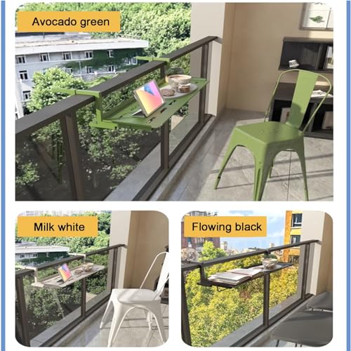 ZXCASDF Balcony Hanging Table,Balcony Bar Table for Railings,Outdoor Side Tables，Deck Railing Table，Wooden Bar Serving Table for Porch ，Patio All Weather Adjustable Table(A,L90*W25cm/L35.4*W9.8in) - Thumbnail 3
