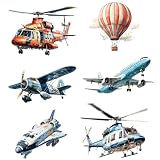 BWLuonan Airplane Wall Decals Vintage Plane Stickers Hot Air Balloon for Kids, Boys Room, Baby Nursery, Toddler Bedroom Decor - Premium Vinyl Aircraft Art