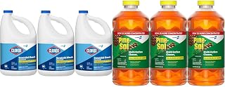 Germicidal Bleach, 121 Ounce Bottle, Pack of 3 + Pine-Sol Multi-Surface Cleaner, All-Purpose Cleaner, Original Pine, 80 Fl Oz, Pack of 3