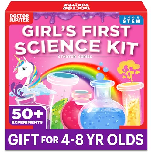Doctor Jupiter Girls’ First Science Kit, Chemistry Set for Kids Ages 4-5-6-7-8 | Birthday Gift Ideas for 4+ Year Old Girls | STEM Toy Kit with 50+ Experiments | Learning & Educational Projects