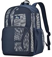 MAY TREE Mesh Backpack for School Beach Swimming Outdoor Fitness, Heavy Duty Mesh Bookbag with St...