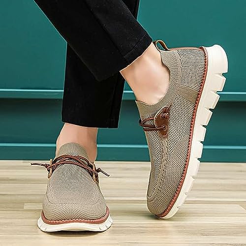 AMAZIDEAL Men's Knited Mesh Barefoot Shoes Casual Lace Up Walking Sneakers Comfortable Slip On Lightweight Breathable Driving Loafer4