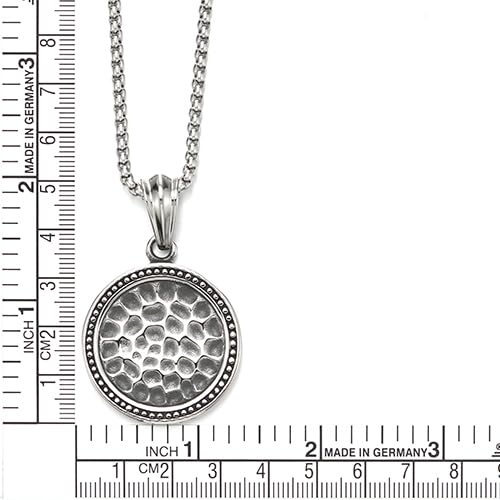 Acier inoxydable pointillés cercle pendentif marteau texturées avec collier chaîne blé 75cm - 4
