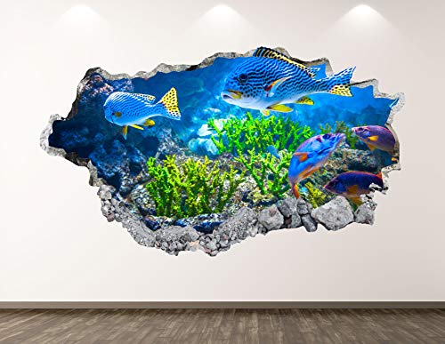 Vinilo Decorativo de Pared Acuario 3D Arrecife Tropical