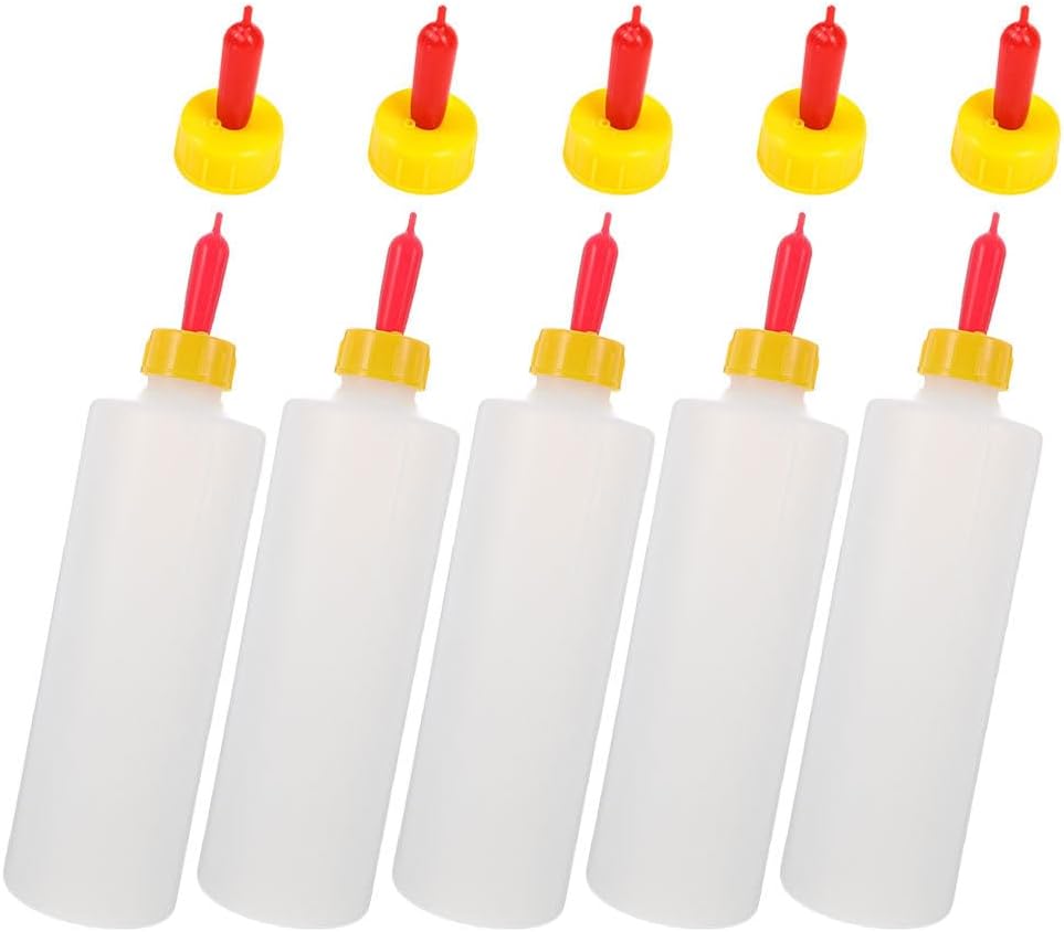 SHINEOFI 5pcs Baby Goat Bottle Lamb Feeding Bottles 400ml Goat Milk Drink Supplies with 10 Pacifiers Newborn Animal Nursing Tools for Livestock Feeding