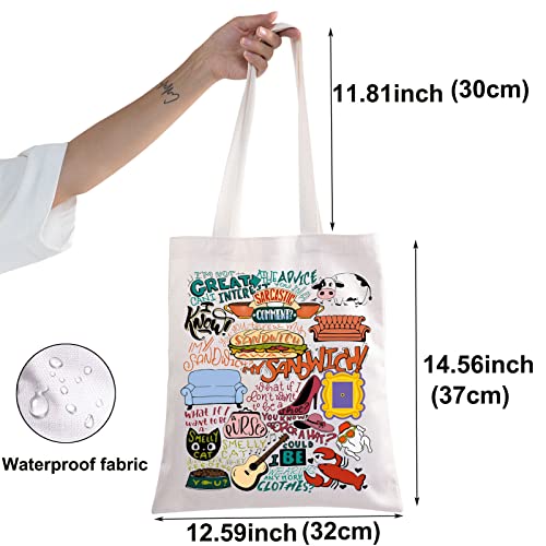 BWKTOP Friend TV Show Tote Bag - Character Fans Gift Themed Bag For Women & Girls, Sandwich Size, Sandwich Tg, 14" x 12" x 0.47" - Image 2