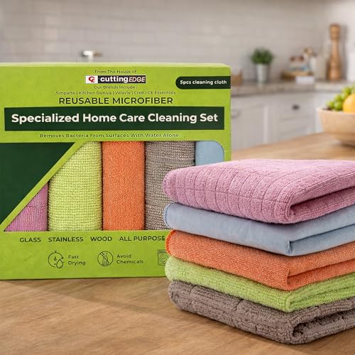 Image of Cutting EDGE 200-300 GSM High Performance Kitchen Towel, 30x30cm(Set of 5) | Material: 200-300 GSM Microfiber, High Performance Kitchen Towel, Ideal for Kitchen & Appliance Cleaning