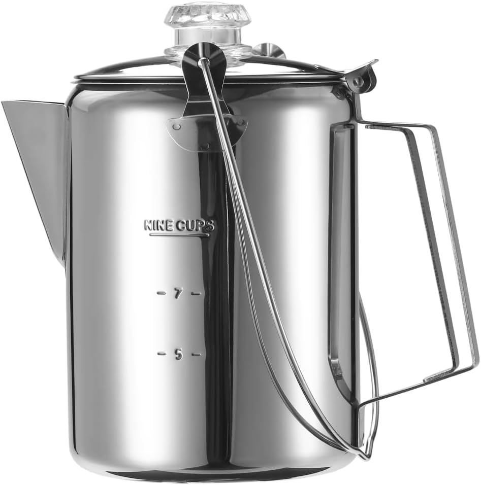 9 Cup Stainless Steel Percolator Coffee Pot for Outdoor Camping Coffee Maker