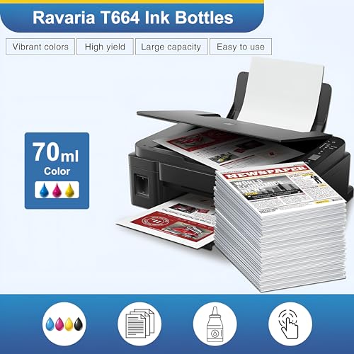 Image of T664 Compatible Ink for Ep L100, L110, L130, L200, L210, L220, L300, L310, L350, L355, L360 L361, L365, L380, L385, L405, L455, L485, L550, L555, L565 Printer (T664 Magenta 2 Pcs)
