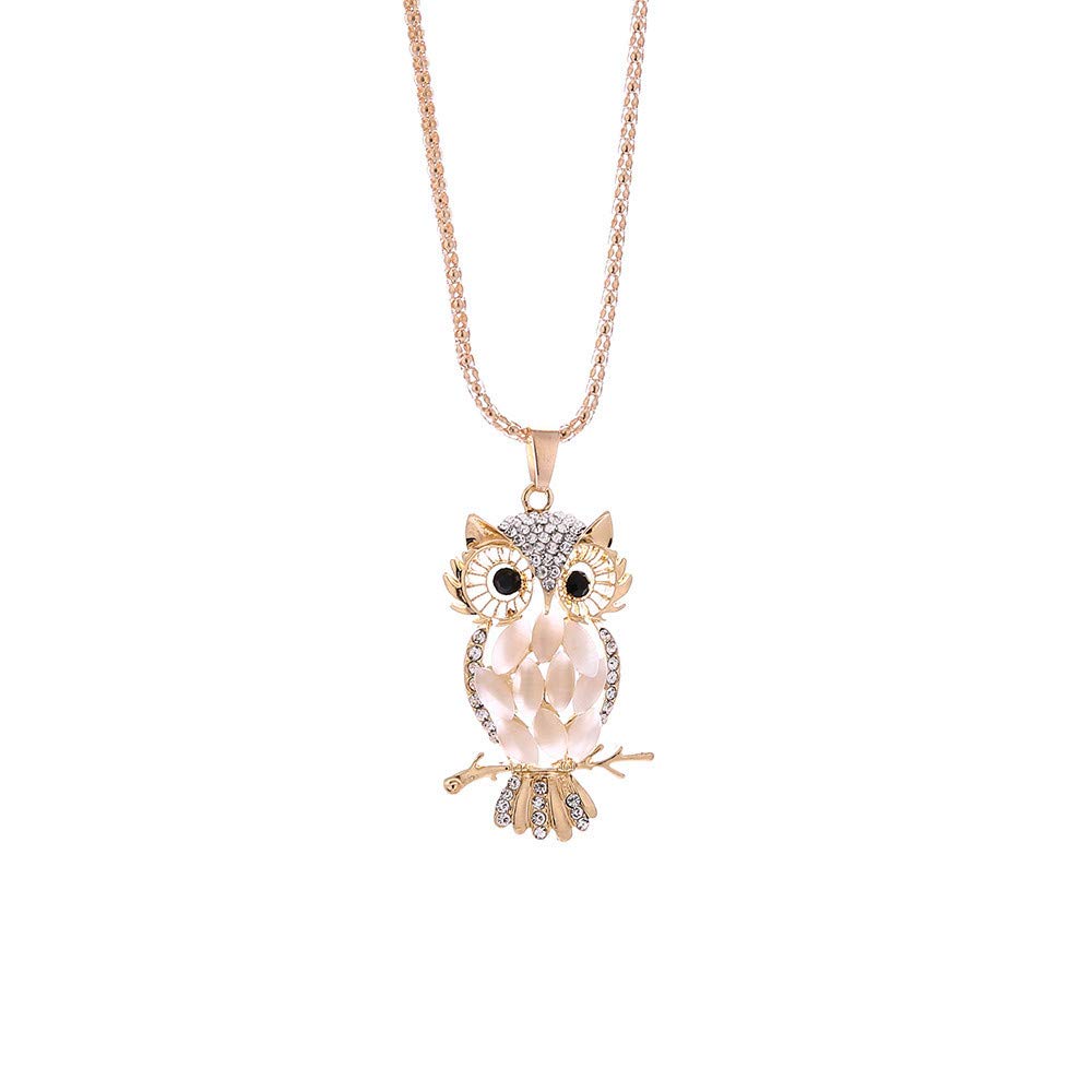 Fashion Women Necklace Colorful owl Crystal Rhinestone Cute Pendant Sweater Necklace