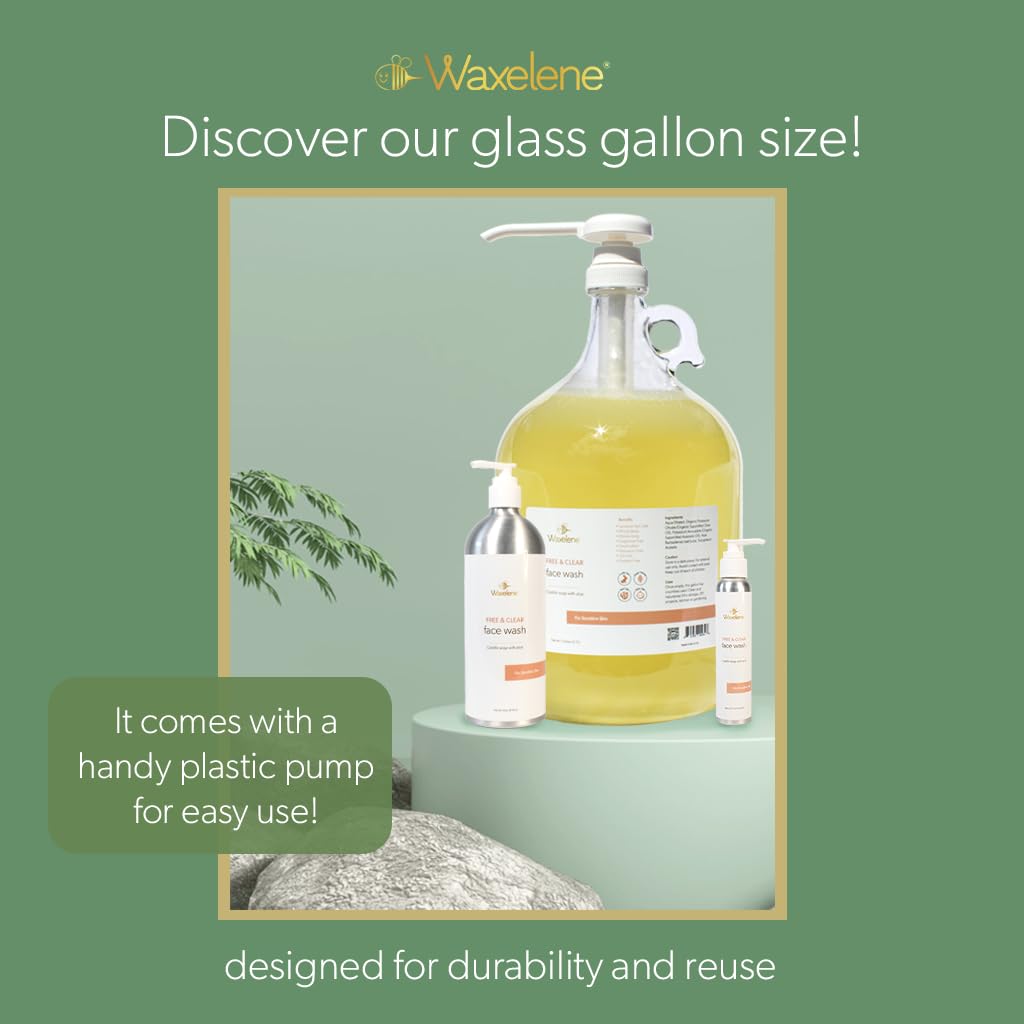 Waxelene Face Wash, Free And Clear, Gallon Size, 3.8lt, For Sensitive Skin Safe, eczema, psoriasis, dermatitis, biodegradable, reef safe