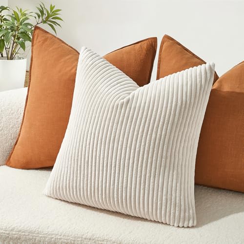 Housse coussin 65x65 velours côtelé super doux avec fermeture éclair cachée lavable - 3