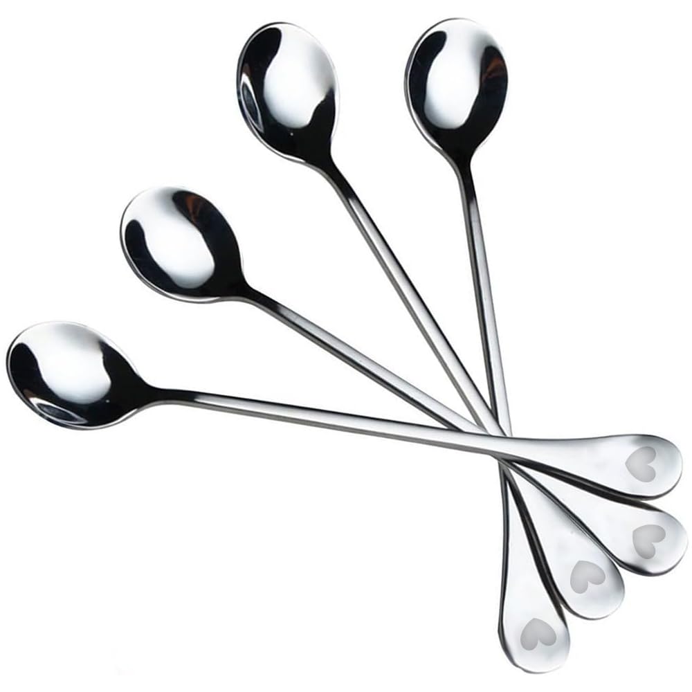 Romantic Desserts Spoons,UTours Stainless Steel Love Heart Handle Spoon for Coffee, Desserts, Tea, Ice Cream, Sugar (4 Pcs)