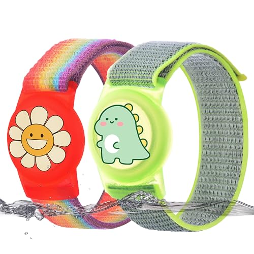 La Mejor Selección de Fundas para Niño comprados en linea. 48 JIEYOUTA 2 Pulseras para AirTag para niños, Funda Protectora para Apple AirTag, con Cierre en Nylon Trenzado y Diseños Encantadores de Dibujos Animados, Perfectas para Niños