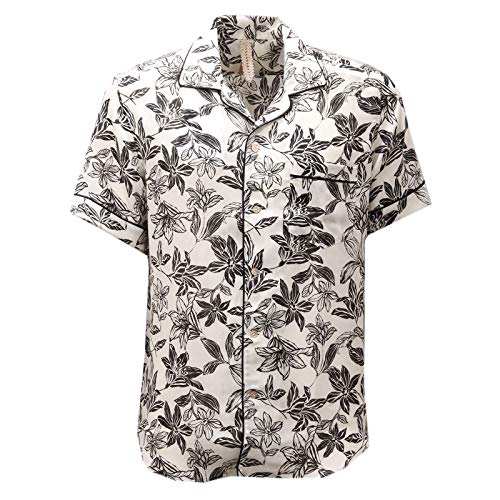 Camicia uomo DNL 4128AE chemise homme manches courtes blanc cassé noir
