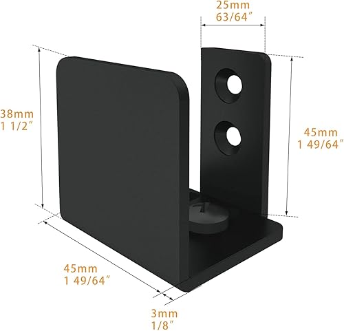Miniatura 5 de JUBEST Guía de piso negro mate para montaje en pared, herrajes para puertas corredizas de granero de hasta 1-3/4 pulgadas de ancho y 1-7/8 pulgadas